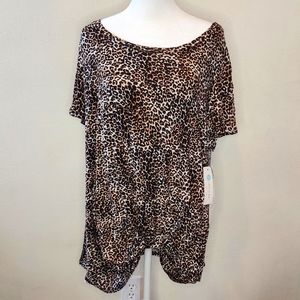 Levie knot front knit tee, cheetah, leopard print
